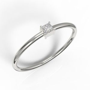 Solid 10k White Gold Princess Cut Diamond CZ Ring